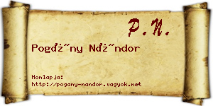 Pogány Nándor névjegykártya
